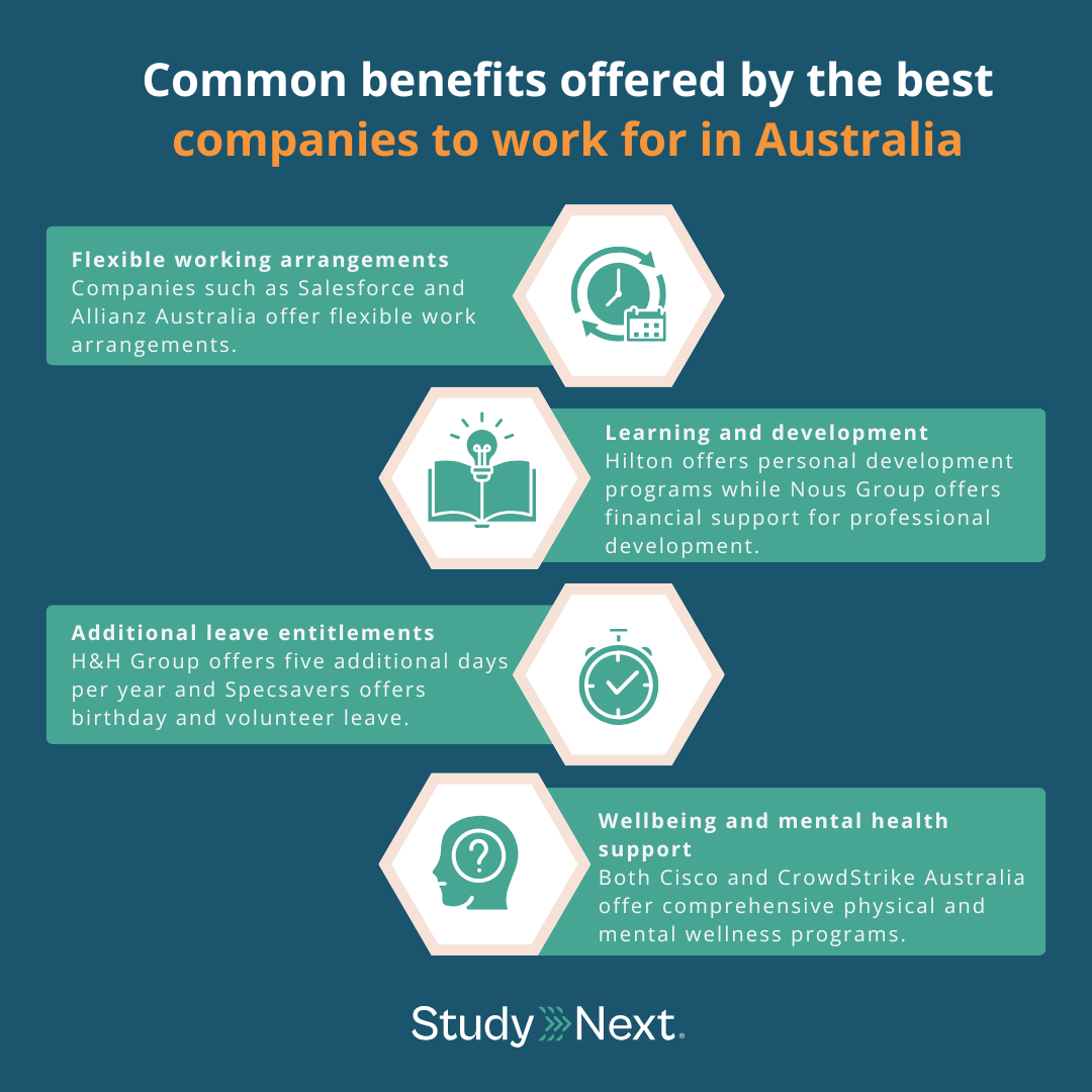 Common benefits offered by the best companies to work for in Australia