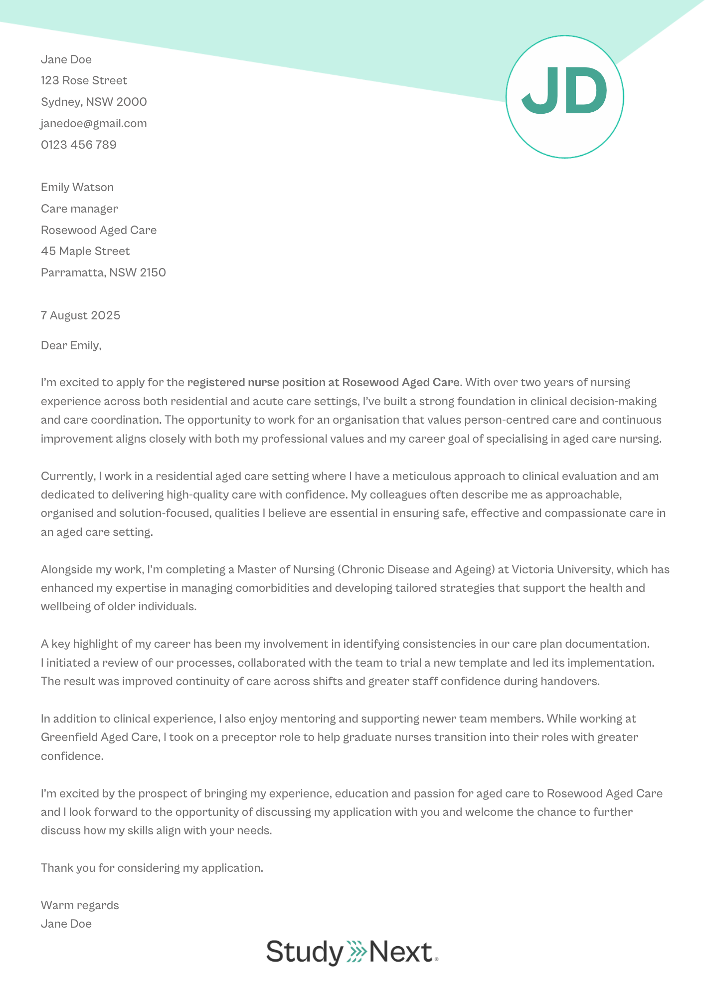 Nursing cover letter 6