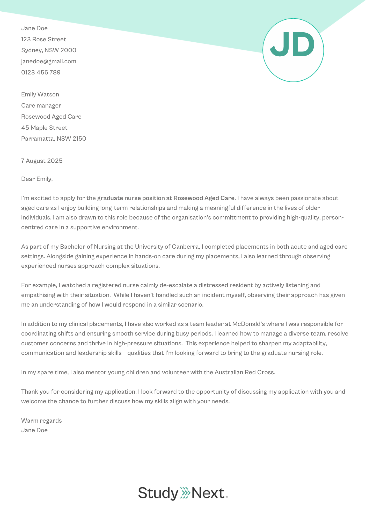 Nursing cover letter 8