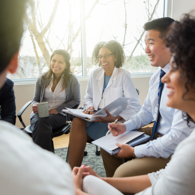 Healthcare professionals chatting