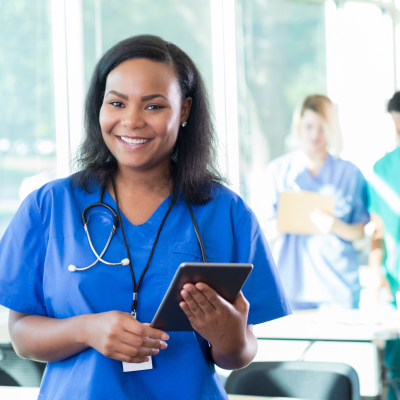 Nurse holding a clipboard